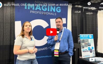 Mario Pistilli, CRA, stops by the ICE booth at AHRA 2023